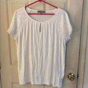 Absolutely Famous White Embellished Short Sleeve Blouse